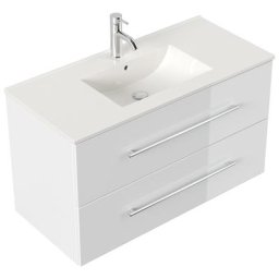 Meuble salle de bain Firenze 100 en blanc brillant