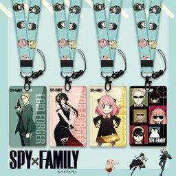 Porte-carte d'identité de famille Spy X avec lanière figurine de dessin animé enfants école