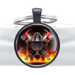 Porte-clés de conception de sauvetage d'urgence de pompier classique porte-clés à breloque en verre