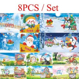 Kit de peinture de diamants à faire soi-même 8 pièces/ensemble carte de vœux strass motif de