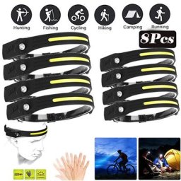 Lampe frontale à Induction COB LED avec batterie intégrée Rechargeable par USB 5 Modes