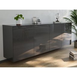 Buffet Zarius A 200cm avec 4 portes Graphite brillant