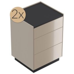 2x Tables de chevet Lux M 50cm avec 3 tiroirs Push to Open Cubanite