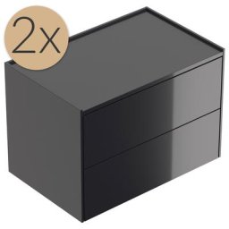 2x Tables de chevet Somnia XL 70cm A avec 2 tiroirs Push to Open Graphite brill.