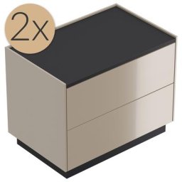 2x Tables de chevet Concepto XL 70cm B avec 2 tiroirs Push to Open Cubanite