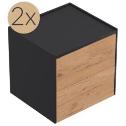 2x Tables de chevet Somnia M 50cm A avec 2 tiroirs Push to Open Oak
