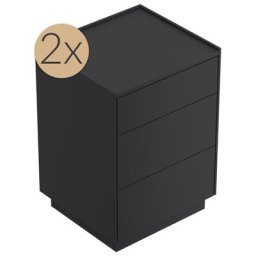 2x Tables de chevet Lux M 50cm avec 3 tiroirs Push to Open Graphite