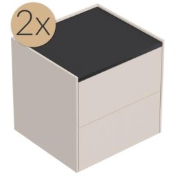 2x Tables de chevet Somnia M 50cm A avec 2 tiroirs Push to Open Creme Graphite