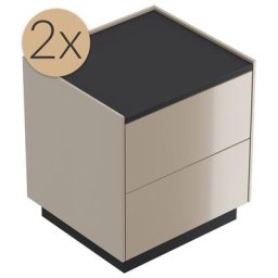 2x Tables de chevet Concepto M 50cm B avec 2 tiroirs Push to Open Cubanite
