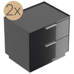 2x Tables de chevet Artem 60cm B avec 2 tiroirs SoftClose Graphite brillant