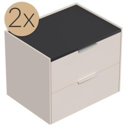 2x Tables de chevet Artem 60cm A avec 2 tiroirs SoftClose Creme Graphite