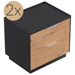 2x Tables de chevet Artem 60cm B avec 2 tiroirs SoftClose Oak