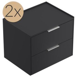 2x Tables de chevet Artem 60cm A avec 2 tiroirs SoftClose Graphite