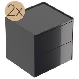 2x Tables de chevet Somnia M 50cm A avec 2 tiroirs Push to Open Graphite brill.