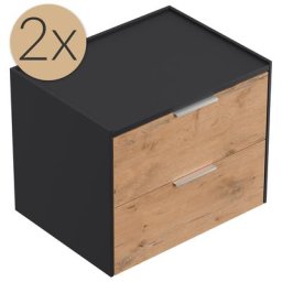 2x Tables de chevet Artem 60cm A avec 2 tiroirs SoftClose Oak