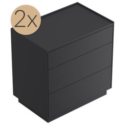 2x Tables de chevet Lux XL 70cm avec 3 tiroirs Push to Open Graphite
