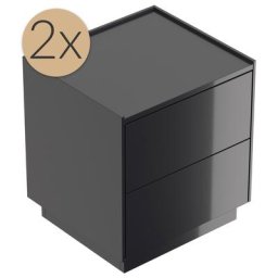2x Tables de chevet Concepto M 50cm B avec 2 tiroirs Push to Open Graphite bril.