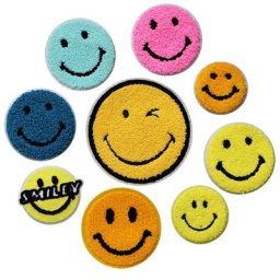 Patch de broderie en polaire pour vêtements autocollant circulaire autocollant de gril mignon sac