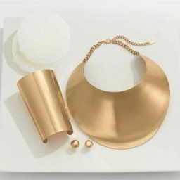 VEFFLY-Ensemble de Bijoux Géométriques pour Femme Collier Bracelet Boucles d'Oreilles Grands Ras
