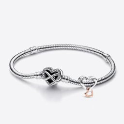 Bracelet Composé Cœur Infini Ajouré Bicolore