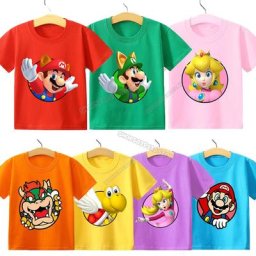 T-shirt en coton Mario Bros pour enfants vêtements pour tout-petits super Mario Peach Princess
