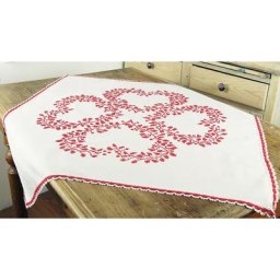 Nappe à broder ""4 cœurs"", crème