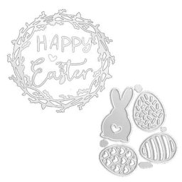 Happy pâques lapin œufs matrices de découpe en métal pochoir Scrapbooking bricolage Album timbre