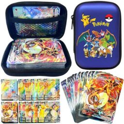 Cartes de jeu Pokémon VMAX espagnol anglais français étui de capacité cadeau de Noël 50 pièces