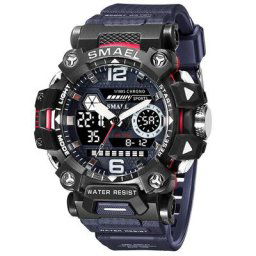 Smael-Montres de sport étanches pour hommes montre militaire affichage numérique 8072 touristes