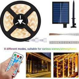 Bande lumineuse LED solaire étanche avec télécommande lumières de jardin pour la maison la fête