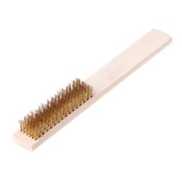 Brosse à gratter avec fil de cuivre et poils en laiton manche en bois pour le nettoyage des