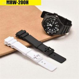 Bracelet en résine pour montre Casio MRW-200H 18mm étanche brillant Sport Silicone caoutchouc