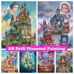 Disney-5D Diamond Painting Princess Castle DIY AB Cartoon Embroidery Cross Stitch Mosaic Craft
