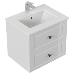 Meuble de salle de bain ELY 60 Cottage quartz blanc meuble bas blanc brillant