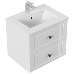 Meuble de salle de bain ELY 60 Cottage quartz Carrara meuble en blanc brillant