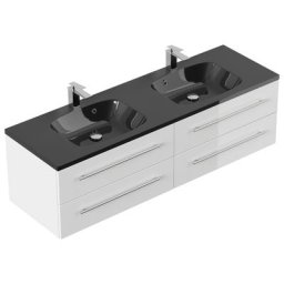 Meuble salle de bain Compose 160 vasque noir, blanc brillant