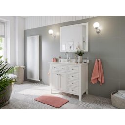Ensemble meubles SDB cottage 2pcs POSTIGO 100 G quartz Carrara monté laqué blanc