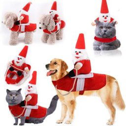 Vêtements amusants pour animaux de compagnie robe d'équitation de noël vêtements chauds tenue de