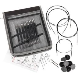 KnitPro Set de 7 aiguilles circulaires ""Karbonz"", fibres en carbone, n° 3–6