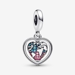 Charm Pendant Globe Cœur Pivotant Famille