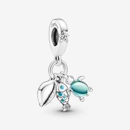Charm Pendant Triple Poisson, Tortue de Mer&Conque