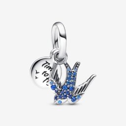 Charm Pendant Double Hirondelle Scintillante&Citation