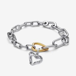 Bracelet Composé Coeur Bicolore et Cœur Fil de Fer ME