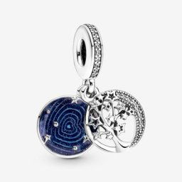 Charm Pendant Double Arbre&Lune de la Galaxie
