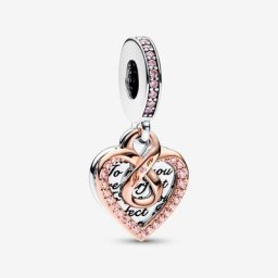 Charm Pendant Double Cœur Infini Bicolore