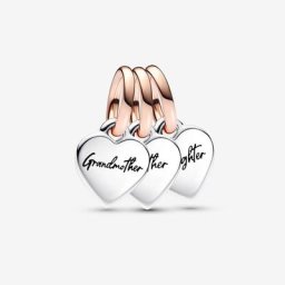 Charm Pendant Triple Famille Génération de Cœurs Séparable Bicolore