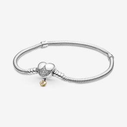 Bracelet Maille Serpent Fermoir Cœur Princesses Disney Moments