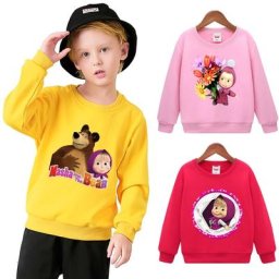 Mashas and The Bear-Pull en coton à col rond pour enfants sweat-shirt d'automne pour garçons et