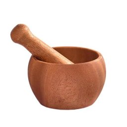 Ensemble de mortier et de pilon en bois multifonctions presse manuel vidéo épices bol de