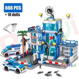 Ensemble de modèles de station de police SWAT pour enfants voiture de prison policier bateau